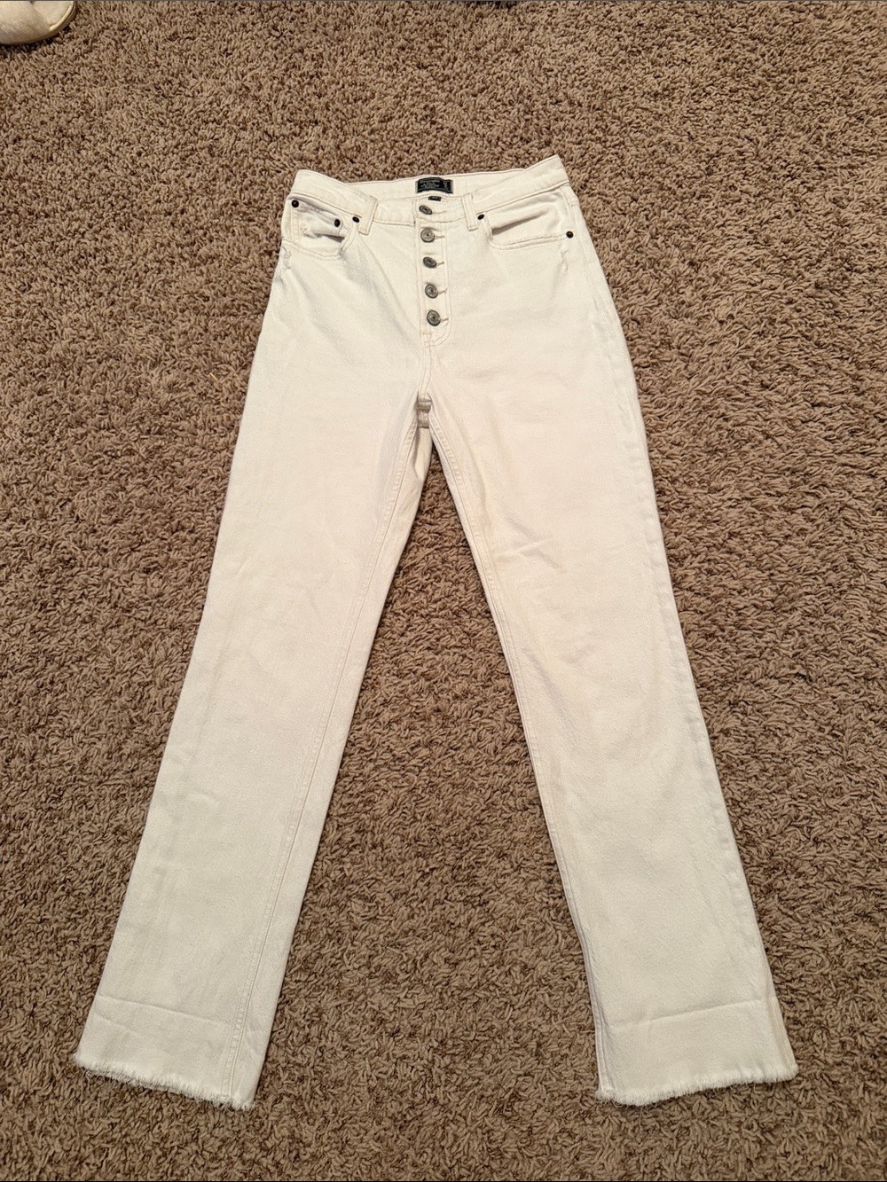 Abercrombie & Fitch Ultra High-Rise Straight Women's Jeans - Cream